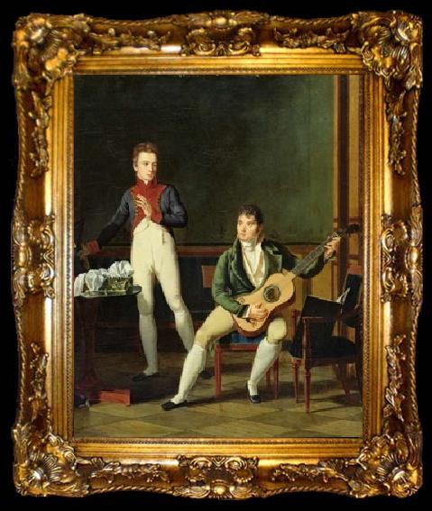 framed  French school Musician and his family, ta009-2